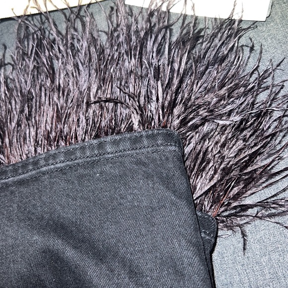 Zara black slim jeans denim with detachable feather fur - Picture 12 of 13